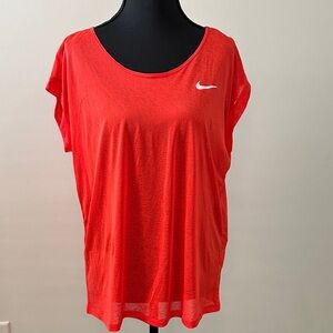 Nike Women's Bright Red, Dri-Fit, Short Sleeve Tee